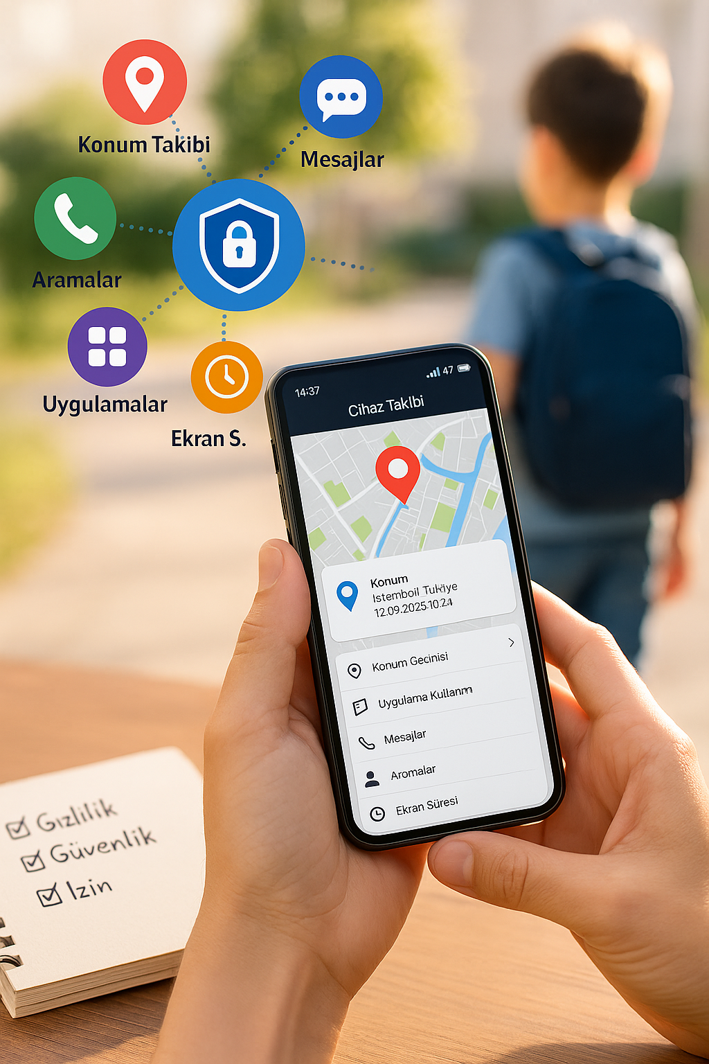 telefona yüklenen takip programı